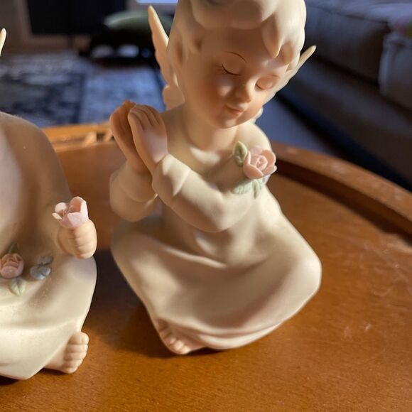 Homco Ceramic Signed Hand Painted Angels Fairies set of 2 - Picture 10 of 15